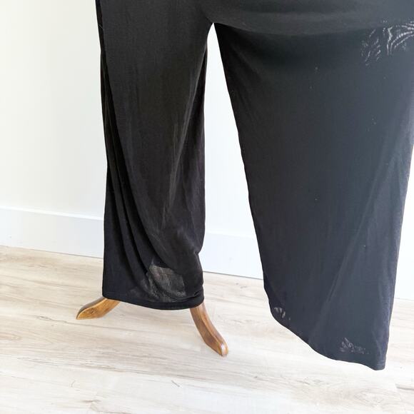 CIDER goth Black Gold Chain Strap Lace Corset Bust Wide Leg Jumpsuit Small New - Picture 8 of 8